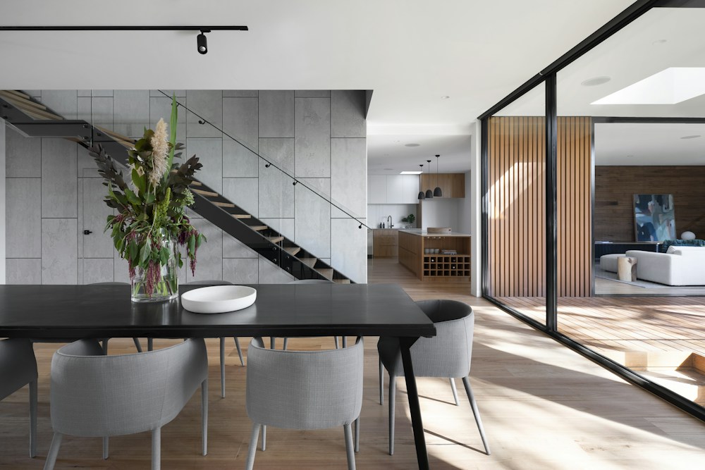 A simple, sunlit kitchen and dining space